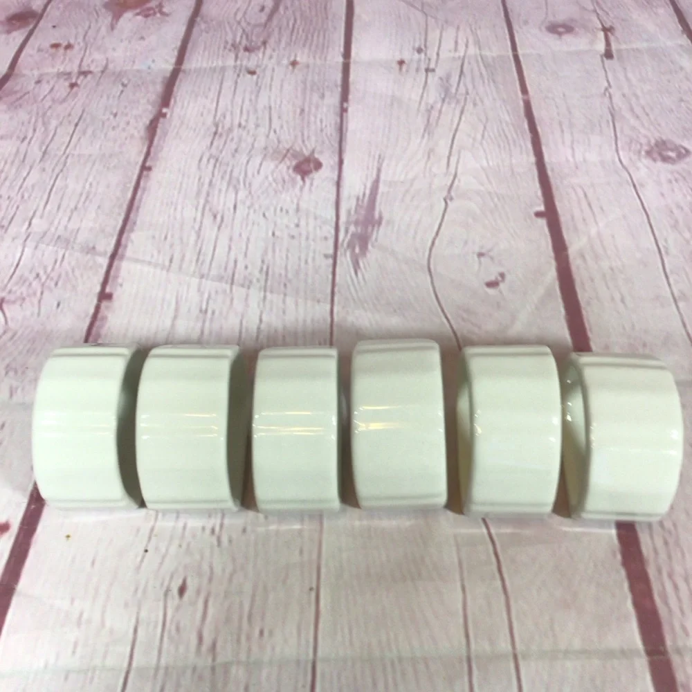 Gibson White Ceramic Napkin Rings Set of 6